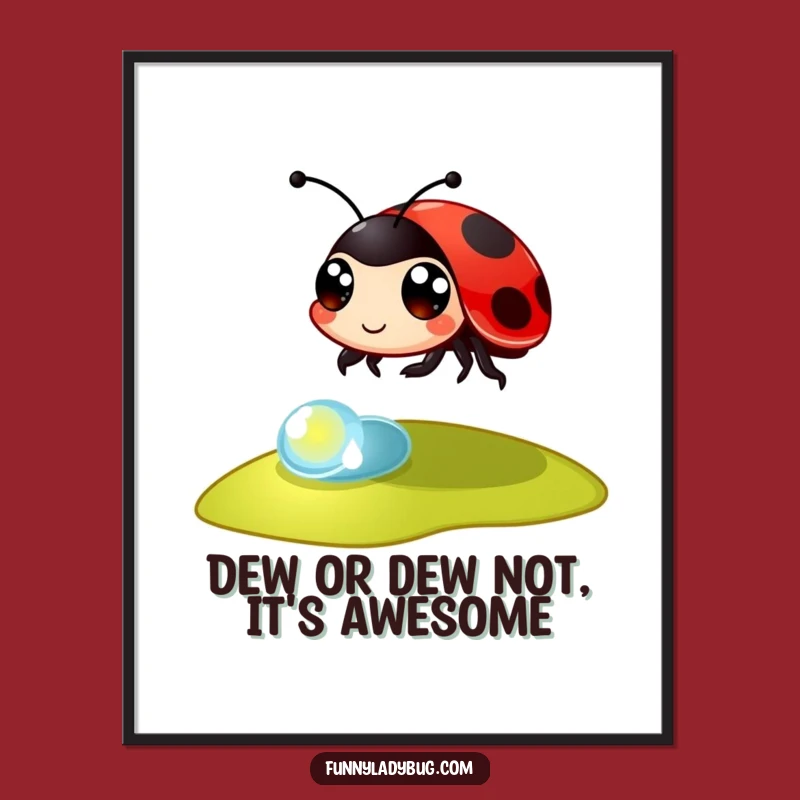 Free Printable Wall Art: Funny Bouncy Ladybug, Humorous Downloadable Home Decor